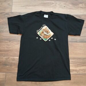 Minnesota Zoo Shirt Mens Medium Black Tiger Embroidered Gildan‎ Heavy Cotton